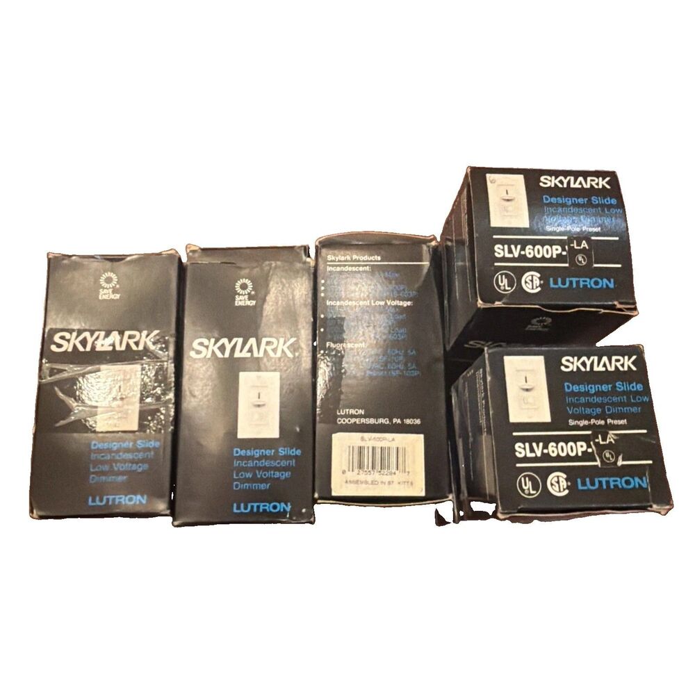 5x LUTRON SLV-600P-LA SKYLARK 600W MLV SINGLE POLE DIMMER LIGHT ALMOND NEW